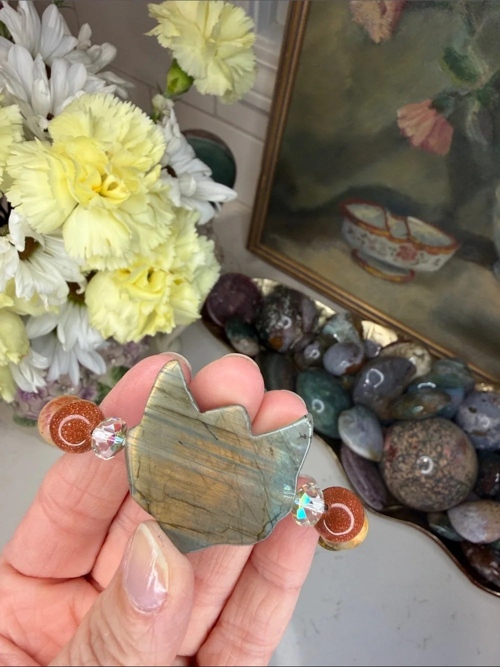 WILD & WISE • Labradorite Fox + Crazy Agate Bracelet: B1322